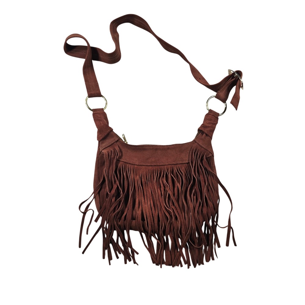 Hippie‎ Shop Crossbody Bag Womens Small Brown Suede Fringe Boho